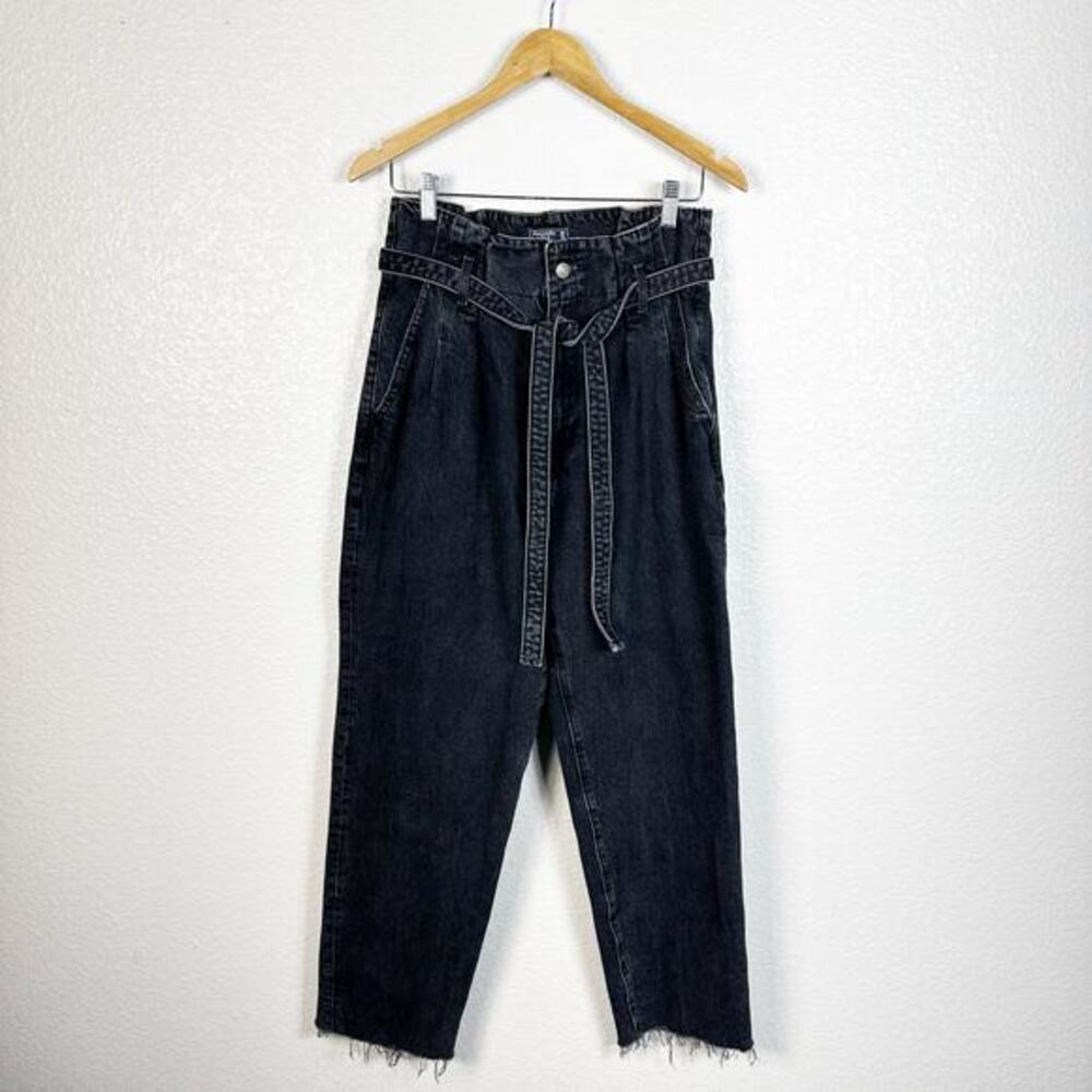 Abercrombie & Fitch Womens Mom High Rise Paperbag Waist Jeans in Black Size 10 R